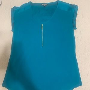 Express Women's V-Neck Silky Zip Front Gramercy